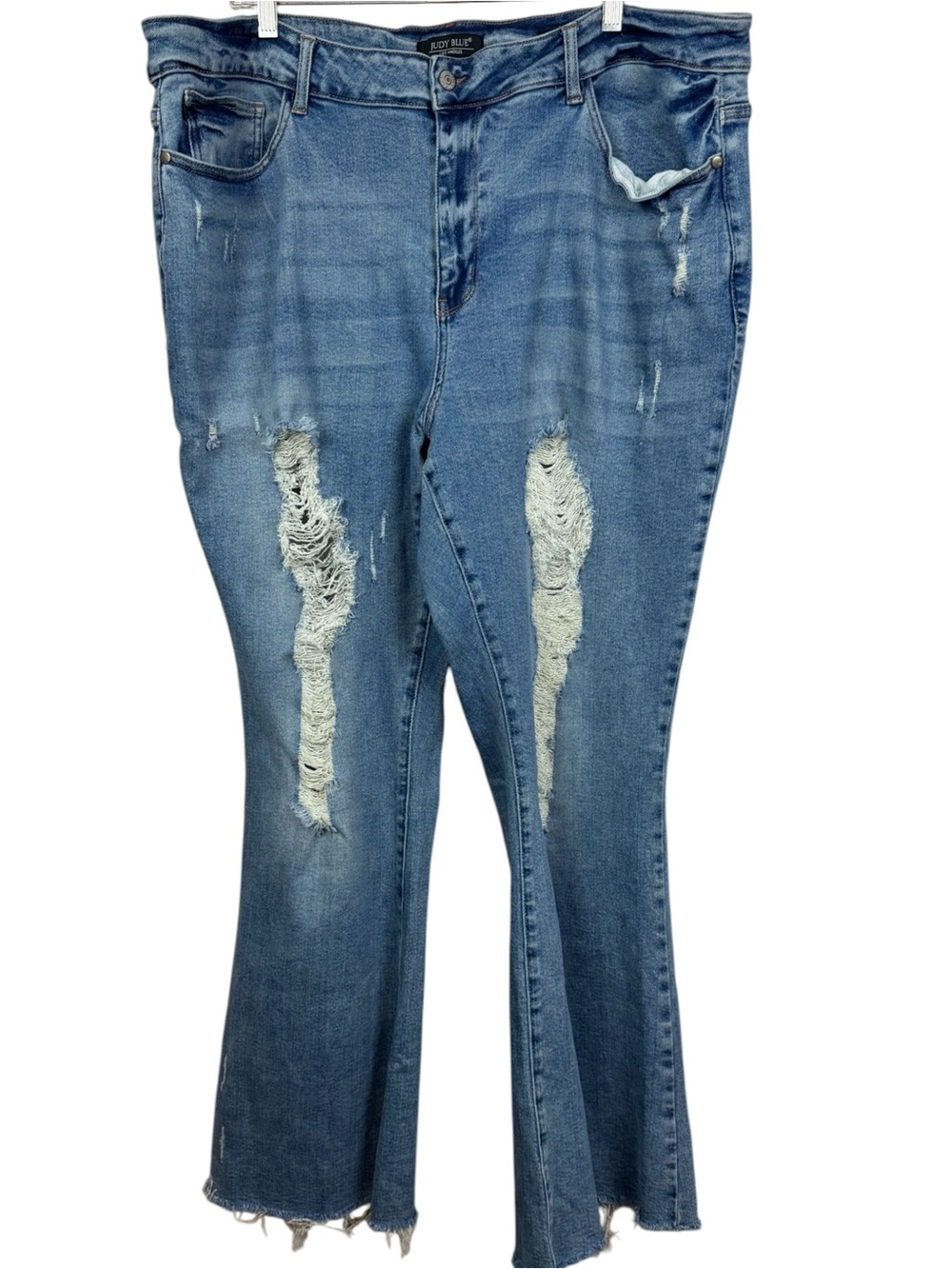 Judy Blue Flare Jeans Womens 24W Blue Med Wash High Rise Distressed